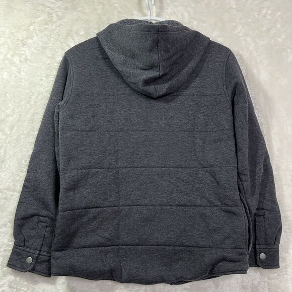 Boy’s XL 14-16 Warm Jacket Hood Packets Gray Double Cotton Jersey Full Zip - Picture 7 of 14